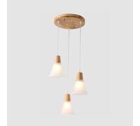 SLFFLS Minimalist Rubber Wood Chandelier,Nordic Small Dining Bar Chandelier,Study Bedroom Chandelier,Clothing Mall Chandelier,Three Head Hotel Room Pendant Lights(Size:Warm Light)