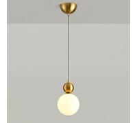 SLFFLS Minimalist White Globe Bedside Light Creativity Glass Single Head Kitchen Island Hanging Lamp Nordic Cream Wind Children's Chandelier for Dining Room Bedroom/Black