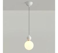 SLFFLS Minimalist White Globe Bedside Light Creativity Glass Single Head Kitchen Island Hanging Lamp Nordic Cream Wind Children's Chandelier for Dining Room Bedroom/Black
