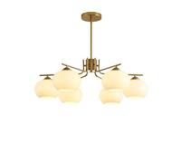 SLFFLS Nordic Farmhouse Decoration Glass Chandelier Flush Mount Ceiling Black White Lamp Mid Century Chromed Industrial Sputnik Chandeliers for Living Dining Room Bedroom/D/6 Lights