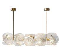 SLFFLS Retro American French Medieval Crystal - Italian Luxurious Glass Chandelier for Living Dining Room, Master Bedroom (Gold 60cm)(100cm Long)