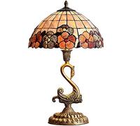 SLFFLS Splice Flowers Nightstand Coastal Bedside Lamps Handmade All Shell Creative Swan Shape Table Lamp In Copper Materials