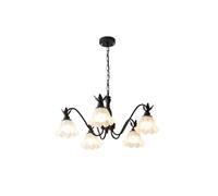 SLFFLS Sputnik Milk Flower Bedroom White Black Mid Century Nordic Frosted Glass Floral Chandelier for Dining Room Kitchen Island Farmhouse/Green 8 Light
