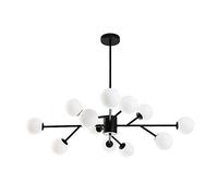 SLFFLS Sputnik Modernd Chandelier Mid Century Lighting Frosted Ceiling Light for Kitchen Dining Room Living Roomden,18 Lights/Black/12 Lights