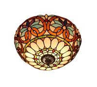 SLFFLS Style Lamp 12 Inch Vintage Mediterranean Stained Glass Shade Flush Mount Ceiling Light for Bedroom,D2,16 inches,A2-16 inches
