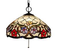 SLFFLS Style Pendant Lamp 8 Inch Vintage Plum Blossom Stained Glass Shade Ceiling Hanging Lights for Aisle Living Room,C,16 inches,C-16 inches