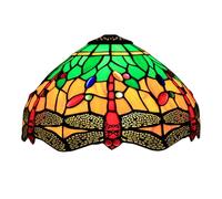 SLFFLS Style Stained Glass Lampshades Replacement, Only 12 Inch Wide Handmade Retro Dragonfly Shade Fit for Table lamp Pendant Light Ceiling Lamps,Blue,Green