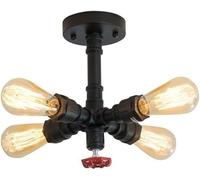 SLFFLS Stylish Industrial Steampunk Ceiling 4-Light Pendant Chandelier for Kitchens, Cafes & Restaurants (Brass)