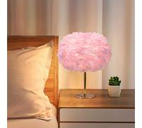 SLFFLS Table Nordic Pink Night Standing Lamp with Feather Lampshade, E27 Source, Girl Decor Bedroom Atmosphere Light, for Living Room Bedroom(15.7in)