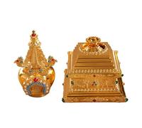 SLFFLS Tibetan Buddhist Stupa Decors With Pearls Relics Metal Buddhas Pagoda Statue Ornament For Meditations And Home Decors Tibetan Ritual Pagoda Statue