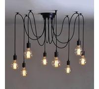 SLFFLS Vintage 8-Arm Ceiling Lamp Pendant Adjustable Chandelier with Antique Classic Ideal for Rustic Industrial Hanging Light, Farmhouse Suspension Lamps (Color : W