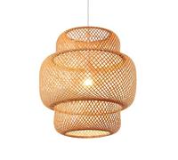 SLFFLS Weaving Pendant Lights, Boho Rattan Chandelier, Beige Natural Wicker Lamp Farmhouse Cage Hanging Light Fixtures for Living Room, Bedroom, Kitchen Island