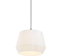 SLFFLS WQHPLMD Fabric Drum Pendant Nordic Lantern Hanging Lamp Brown Farmhouse White Single Head Ceiling Chandelier Light for Kitchen Island Caffe House Dining Room Showroom Luminaire