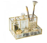 SLHEQING Cosmetic Organizer Glass Makeup Brush Holder Clear Makeup Organizer, Perfume Jewellery Organiser Tray