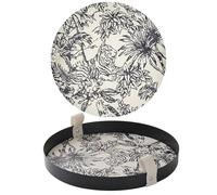 SLHEQING Makeup Organiser, Black Perfume Tray Metal Vanity Decorative Tray Vintage Makeup Storage, Round Dressing Table Organiser