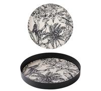 SLHEQING Makeup Organiser, Black Perfume Tray Metal Vanity Decorative Tray Vintage Makeup Storage, Round Dressing Table Organiser