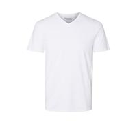 SLHNEWPIMA Men's Selected V-Neck T-Shirt Plain Basic Short Sleeve Shirt Stretch Cotton, White (Bright whitebright White), S
