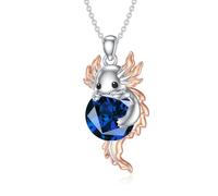 SLIACETE 925 Sterling Silver Axolotl Necklace for Women September Birthstone and Axolotl Pendant Cute Axolotl Jewelry Gift for Mom Wife Girlfriend Daughter Sister Axolotl Lover