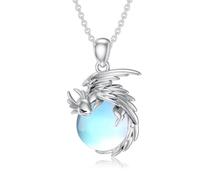 SLIACETE 925 Sterling Silver Dragon Necklace for Women Moonstone and Dragon Pendant Necklace Dragon Jewelry Gift for Mom Wife Girlfriend Daughter Sister Dragon Lover