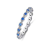 SLIACETE 925 Sterling Silver Evil Eye Ring with 5A Cubic Zirconia Good Luck Stacking Ring for Women (8)