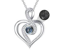 SLIACETE 925 Sterling Silver I Love You 100 Languages Necklace for Women (Heart & Infinity)