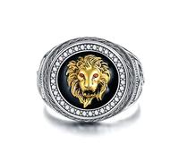 SLIACETE 925 Sterling Silver Lion Head Ring for Men Lion Jewelry Gifts for Father Boyfriends Size: 8-US(Q-UK)