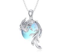 SLIACETE 925 Sterling Silver Phoenix Necklace for Women Moonstone and Phoenix Pendant Necklace Phoenix Jewelry Gift for Mom Wife Girlfriend Daughter Sister Friend
