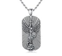 SLIACETE 925 Sterling Silver St Michael Necklace for Men Women Saint Michael Pendant Protection Amulet Jewelry Gifts (Type 3)