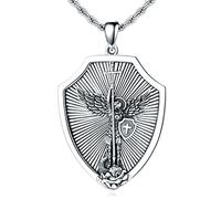 SLIACETE 925 Sterling Silver St Michael Necklace for Men Women Saint Michael Pendant Protection Amulet Jewelry Gifts