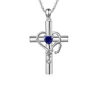 SLIACETE 925 Sterling Silver Stethoscope Cross Necklace for Women, September