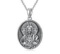 SLIACETE Christian Jesus Christ Serenity Prayer Necklace, 925 Sterling Silver Religious Medal Medallion Necklace