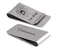 SLIACETE Personalised Stainless Steel Money Clip with Engraving Any Name Word Symbol Custom Money Clip Gift for Men Father's Day Gift, Metal