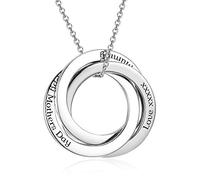 SLIACETE Personalized Circle Ring Necklace Custom Name Interlocking Ring Pendant Family Name Initial Letter Necklace (sterling silver-silver color)