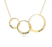 SLIACETE Personalized Russian Ring Engraved Name Necklace - Personalized 3 Circles Disc Mother Day Jewelry Gift