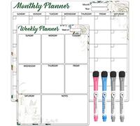 Sliandtelly 2 Piece Self-Adhesive Monthly Weekly Calendar for Wall