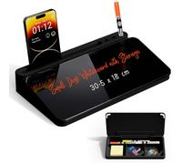 Sliandtelly Desk Glass Chalkboard with Storage 30.5x18cm Small Notepad