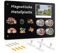 Sliandtelly Magnetic Board Black for Magnets, 43 x 30 cm, Wall Mounted Metal Board, Magnetic Wall for Holiday Magnets, Organising, Kitchens Magnetic Metal Magnetic Pin Board, Self-Adhesive or with