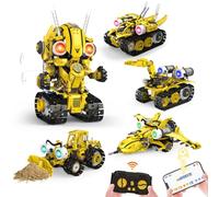SliBoeyX 5-in-1 Remote Control STEM Robot Building Kit with LED Light - Transformable Models, Eco-Friendly Rechargeable, App-Controlled, Engineering Toy for Kids 6+ (673PCS)