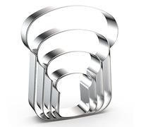 Slice of Bread Cookie Cutter Set - 5", 4", 3", 2" - 4 Piece Toast Food Cookie Cutters Shapes - Stainless Steel