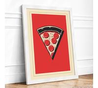 Slice of Pop Art Pizza Retro Framed Wall Art Print A3 (42×29.7cm) White, Wall Decor for Living Room, Bedroom, Office & Home, Ready to Hang, Art Gift