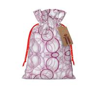 Slice Red Onion Rings Pattern Christmas Drawstring Gift Bags Reusable Xmas Presents Storage Bags Party Favorstags 4.7 * 6.9inm