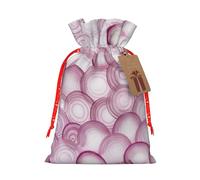 Slice Red Onion Rings Pattern Christmas Drawstring Gift Bags Reusable Xmas Presents Storage Bags Party Favorstags 4.7 * 6.9inm
