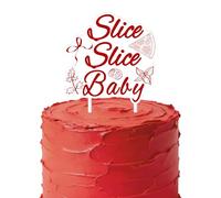 Slice Slice Baby Cake Topper Slice Slice Baby Decorations Red Bow Italian Pizza Leaves Double-Sided Cake Pick for Boys Girls Pizza Cooking Party Decor Supplies
