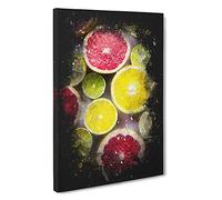 Sliced Citrus Fruits Paint Splash Canvas Print for Living Room Bedroom Home Office Décor, Wall Art Picture Ready to Hang, 30 x 20 Inch (76 x 50 cm)