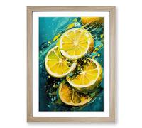 Sliced Lemon Abstract No.2 Framed Wall Art Print, Ready to Hang Picture for Living Room Bedroom Home Office, Oak A2 (48 x 66 cm)