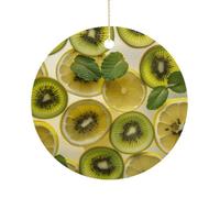 Sliced Lemon and Kiwi in Drink Hanging Ceramic Ornaments, Christmas Tree Decorations, Funny Home Decor Gifts for Women, Sisters & Work Best Friends