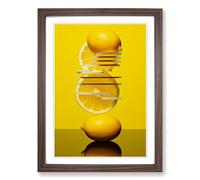 Sliced Lemon Constructivism Framed Wall Art Print, Ready to Hang Picture for Living Room Bedroom Home Office, Walnut A2 (48 x 66 cm)