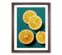 Sliced Lemon Fruit Framed Print | A2 Walnut Framed Wall Art | Ready to Hang | Modern Food Picture | Living Room Bedroom Lounge Office