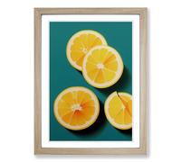 Sliced Lemon Fruit Framed Wall Art Print, Ready to Hang Picture for Living Room Bedroom Home Office, Oak A2 (48 x 66 cm)