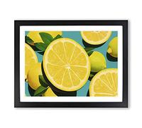 Sliced Lemon Fruit H1022 Framed Print for Living Room Bedroom Home Office Décor, Wall Art Picture Ready to Hang, Black A4 Frame (34 x 25 cm)